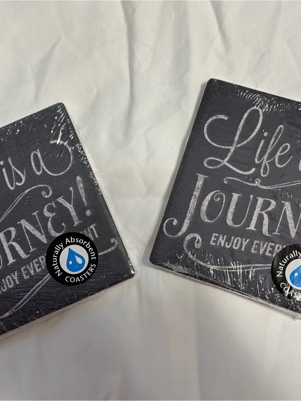 Black 'Life is a Journey' Decorative Coasters (Set of 2)